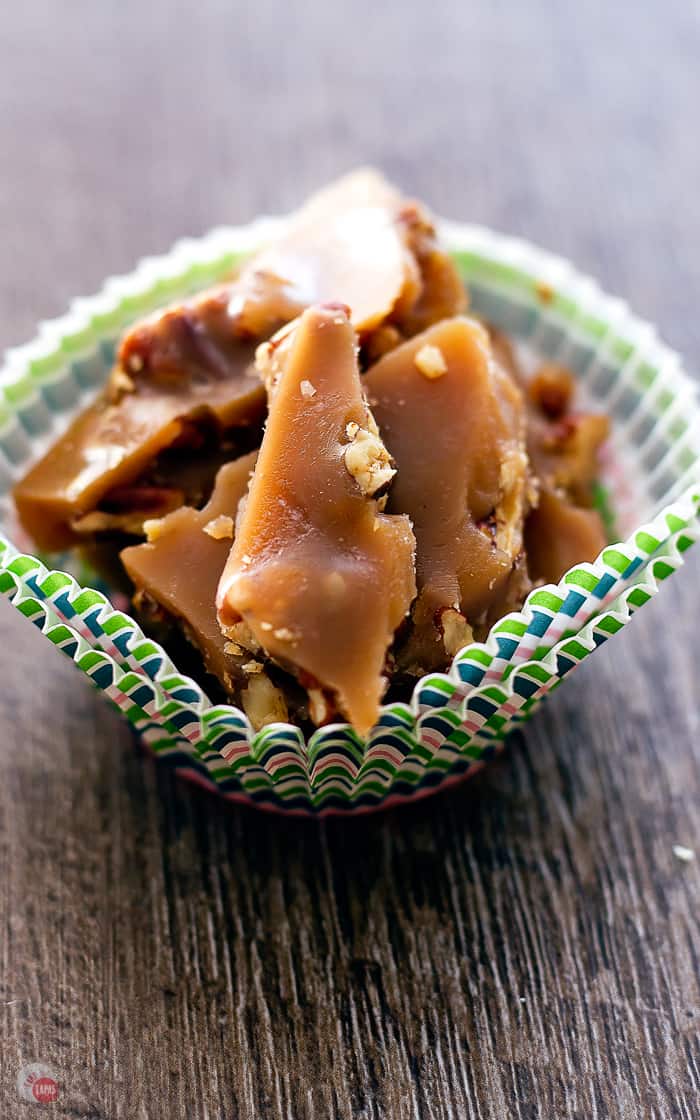 Pecan Butter Rum Toffee is a rich and decadent treat! | Take Two Tapas | #Toffee #ButterRum #pecan #AD #ChristmasSweetsWeek @LorAnnOils