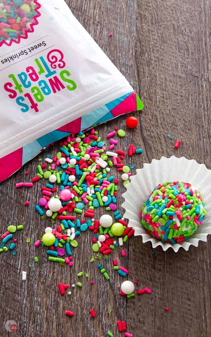 Sprinkles make these Pecan Rum Balls festive!