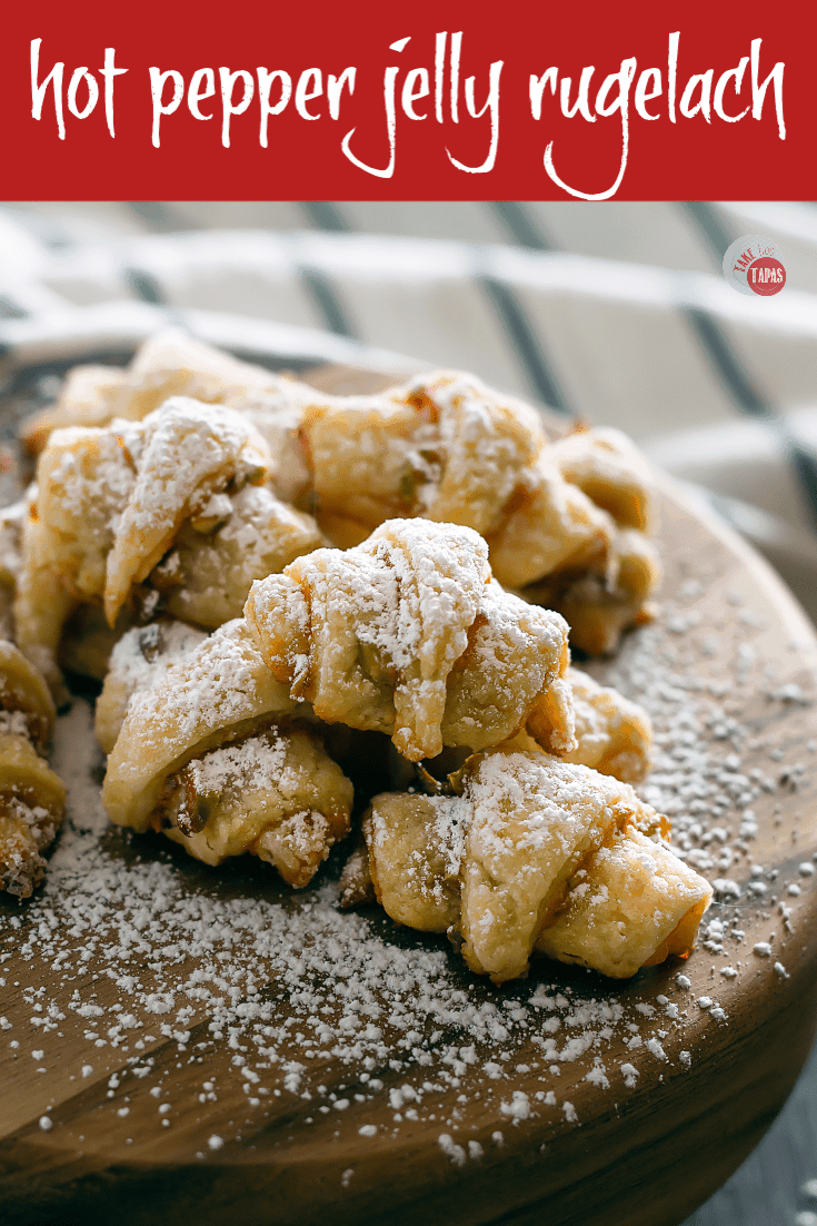Hot Pepper Jelly Rugelach Cookies are perfect with just a dusting of powdered sugar! | Take Two Tapas | #RugelachCookies #CookieRecipe