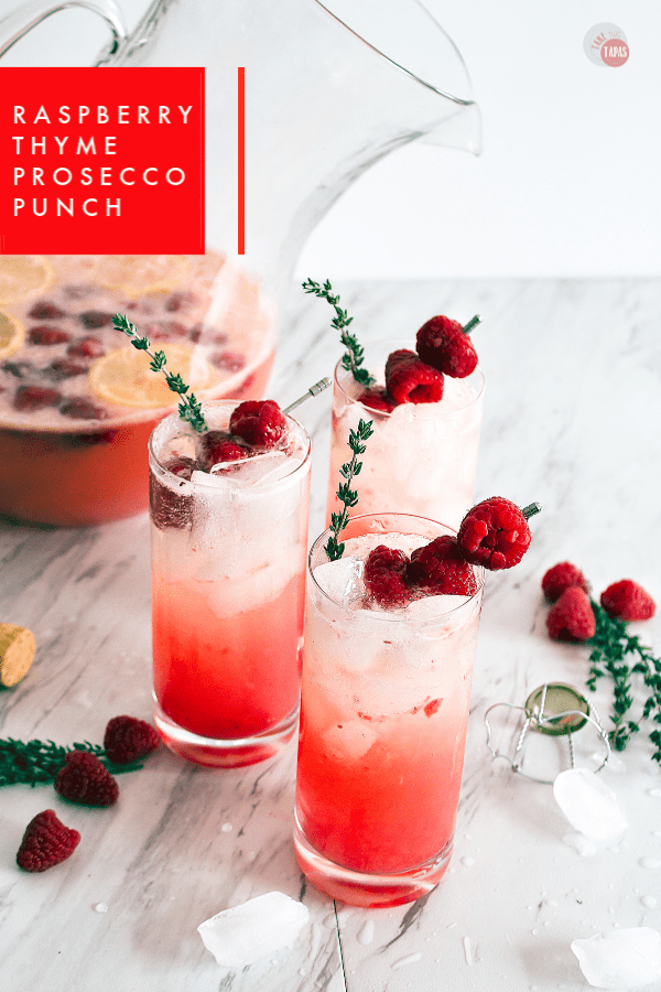 Raspberry Thyme Prosecco Punch | Take Two Tapas | #PunchRecipe #ProseccoCocktail