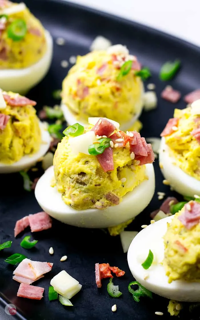 side view of cajun eggs