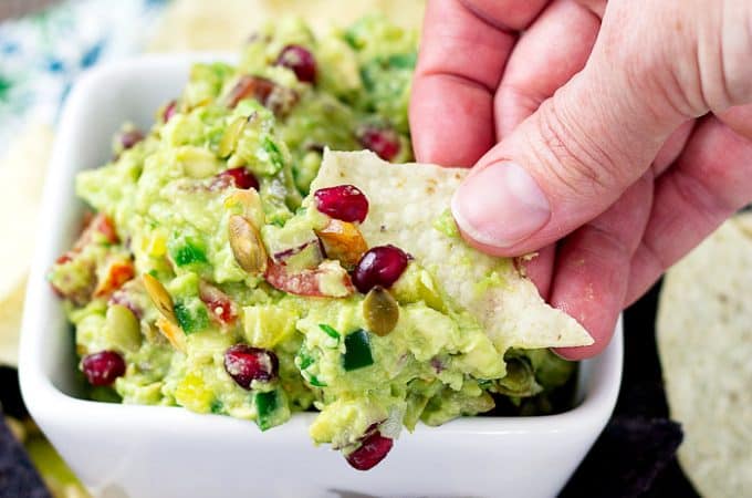 Sweet and Spicy Pomegranate Guacamole | Take Two Tapas | #Guacamole #Pomegranate #SavorWinningFlavors #AvocadosFromMexico #HAVEARITA #FlavorYourWorld