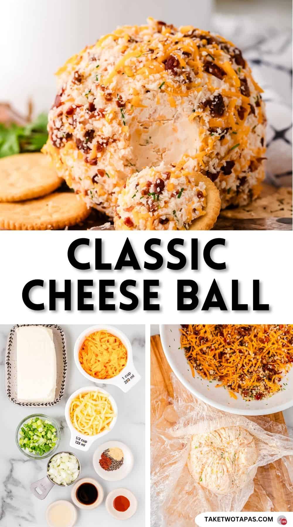 Pinterest pin image for an easy cheese ball recipe