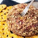 Derby Pie Cheese Ball on slate serving platter