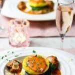 Polenta Mozzarella Stacks with Rosa Sauce #polenta #datenight #Meatballs