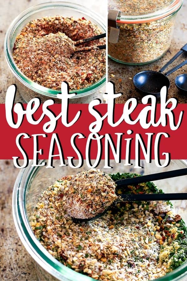 Pinterest tri image with text "best steak seasoning"