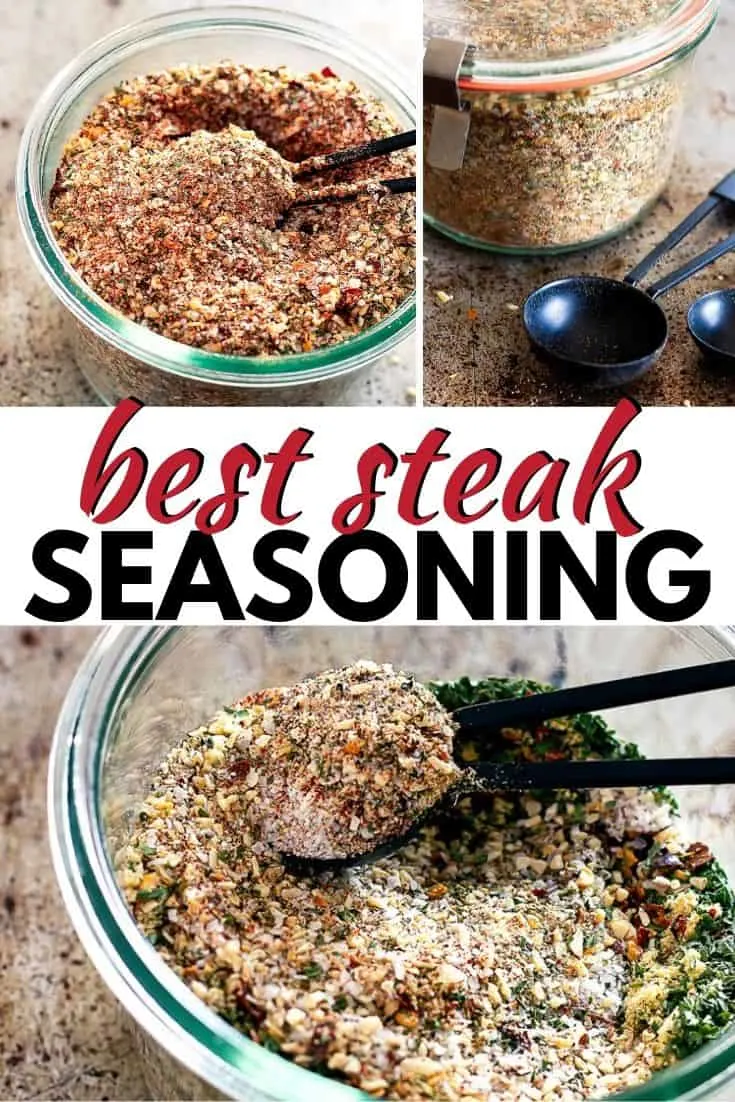 Pinterest tri image with text "best steak seasoning"