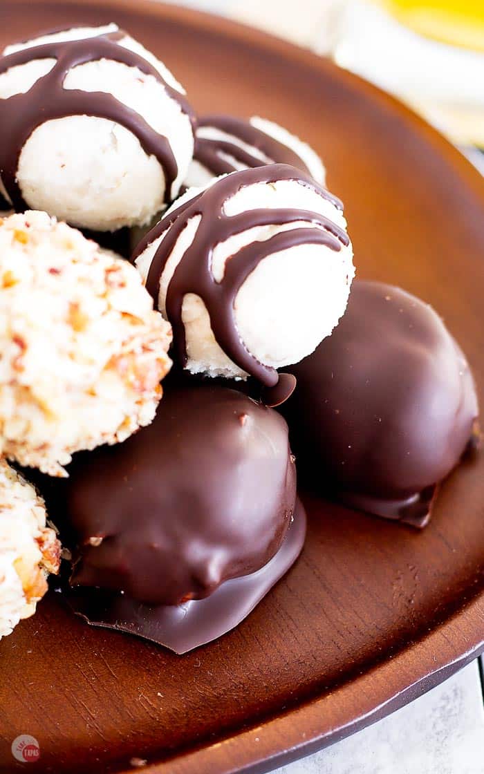 close up of bourbon balls