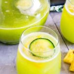 overhead picture of pineapple cucumber rum punch