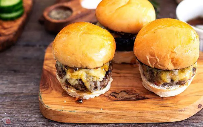 burgers on a board