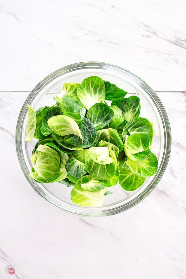 overhead picture of brussels sprouts leaves