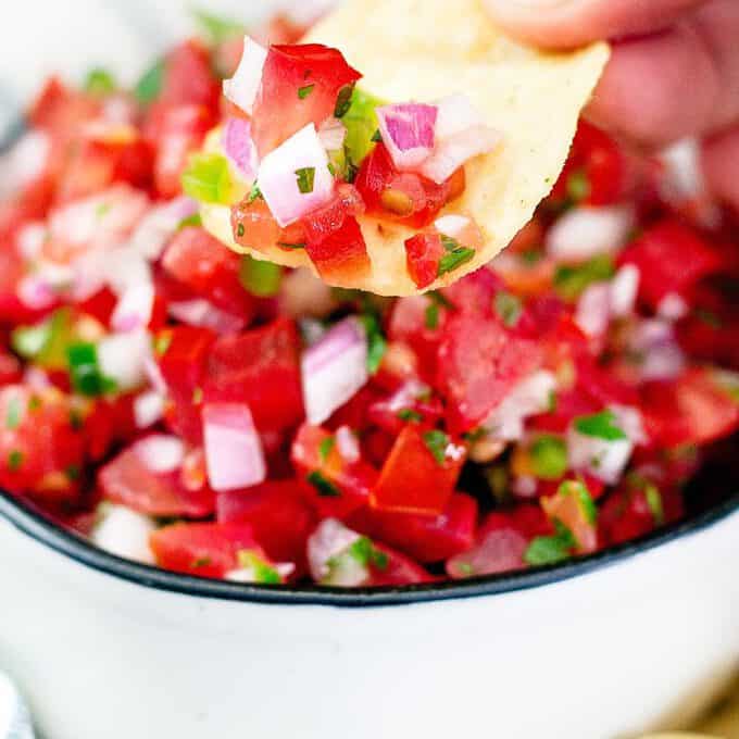 This classic and authentic Pico de Gallo is the best fresh tomato salsa that you can make. 5 ingredients is all you need and it's not just salsa either!