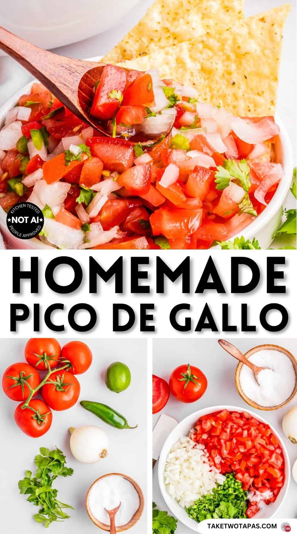 Pinterest pin image for a homemade pico de gallo recipe
