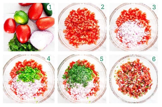 process collage for making pico de gallo