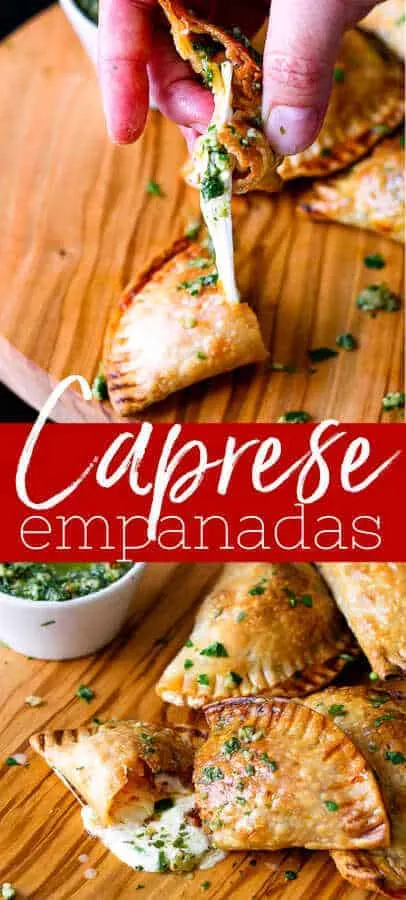 Caprese empanada pinterest pin collage picture