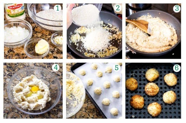 process collage of how to make arancini