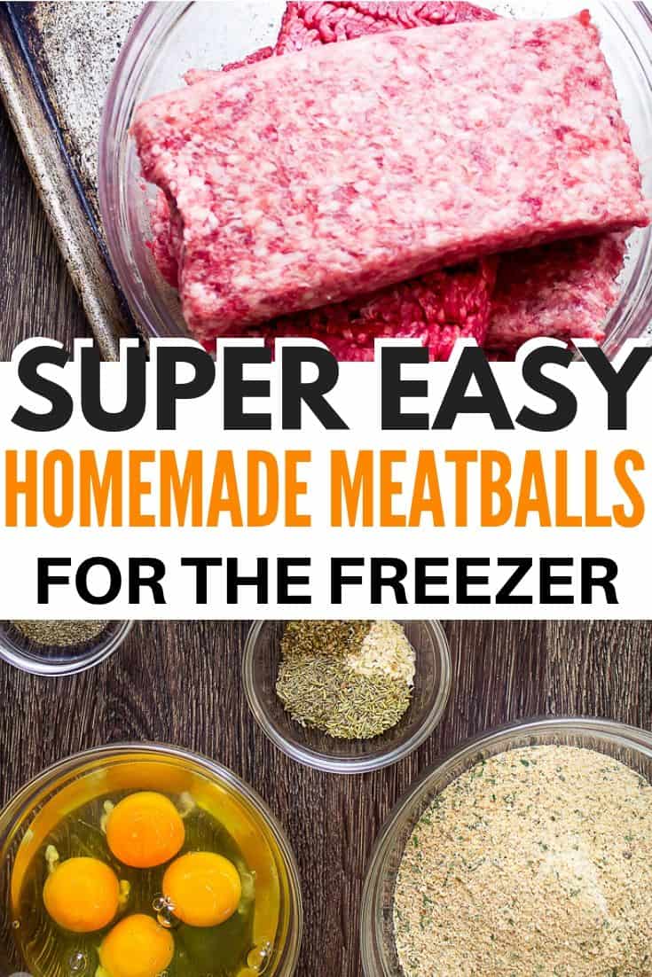 Pinterest image for homemade frozen meatballs