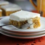 Brown Butter Pumpkin Bars with fluffy cream cheese topping