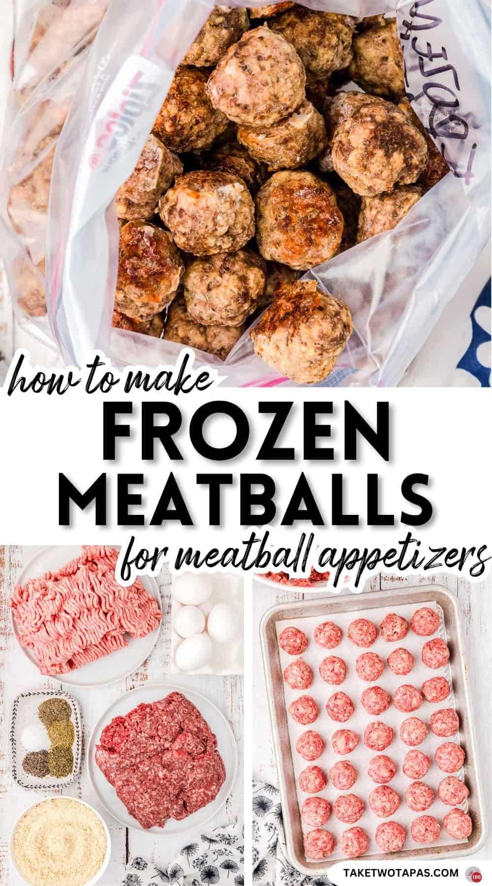 Pinterest pin image for frozen meatballs