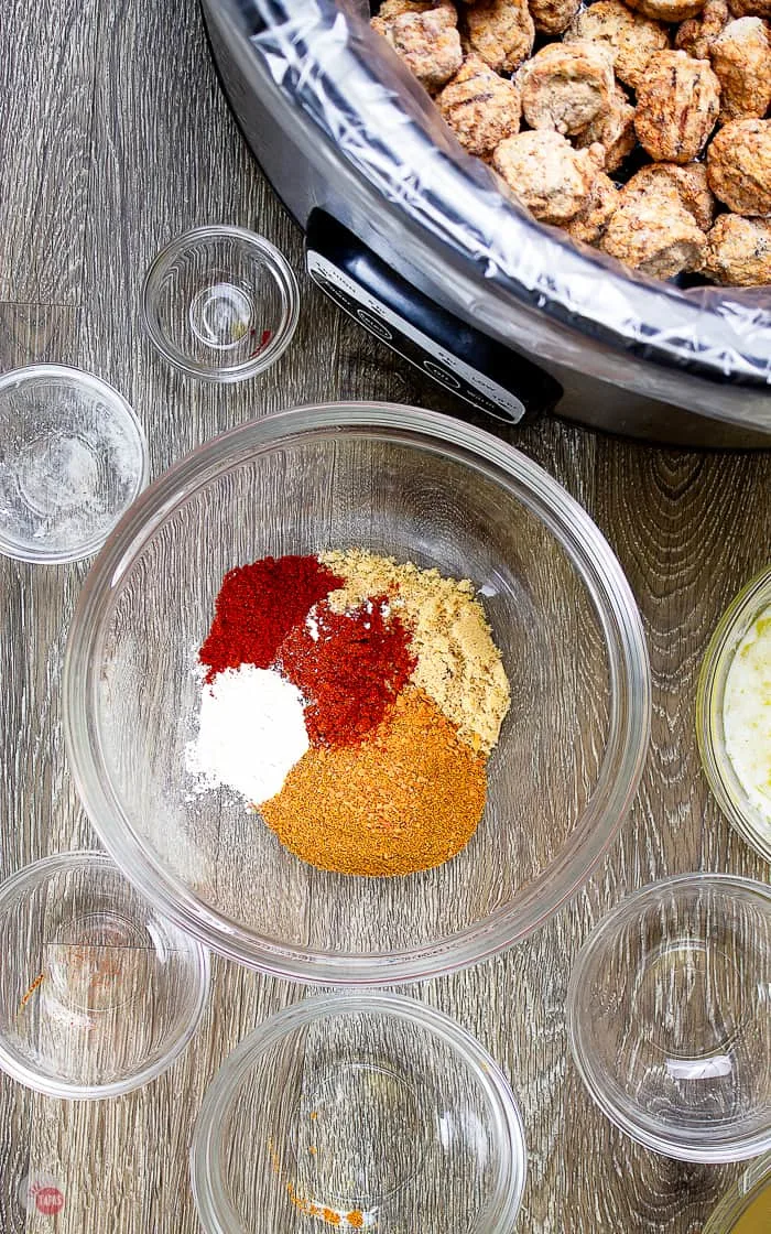 overhead picture of spice rub for chicken meatballs