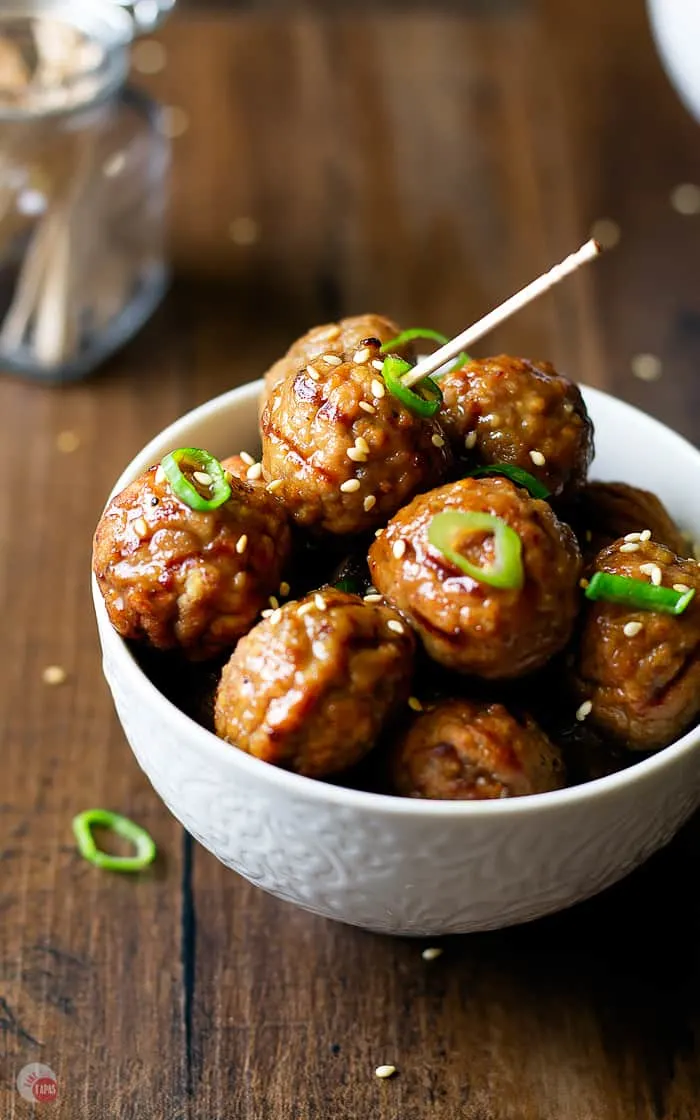 close up of cooked pineapple ginger meatballs