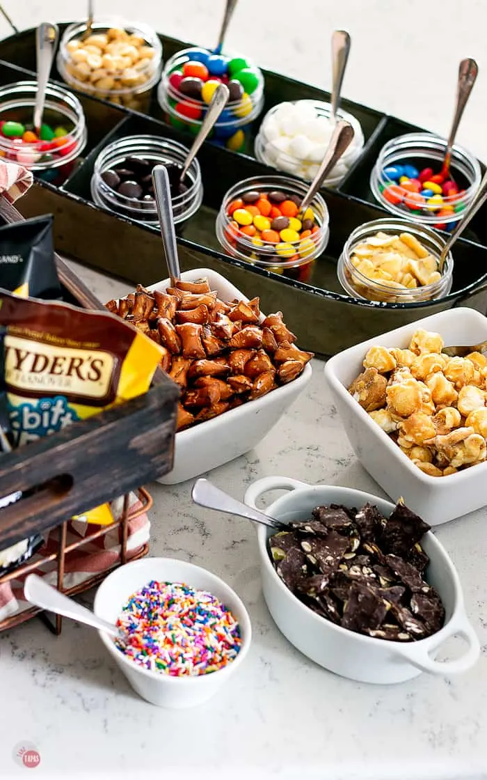 overhead picture toppings for walking dessert tacos