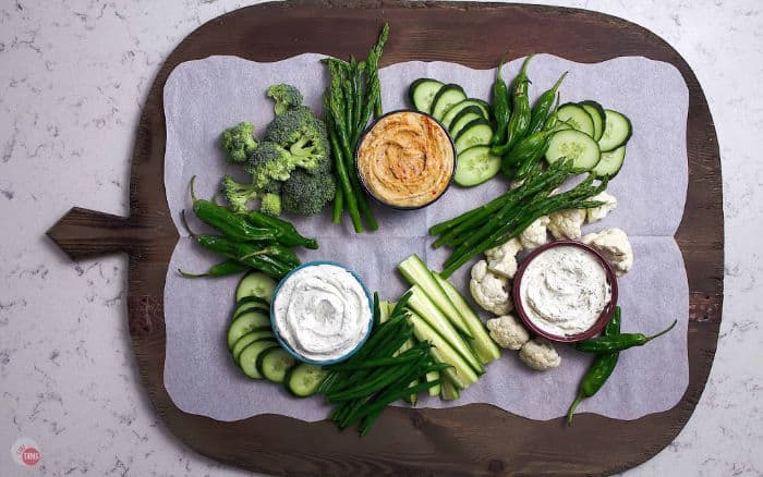 serving board with vegetables