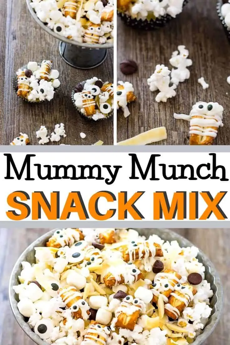 Pinterest collage image with text "mummy munch snack mix"