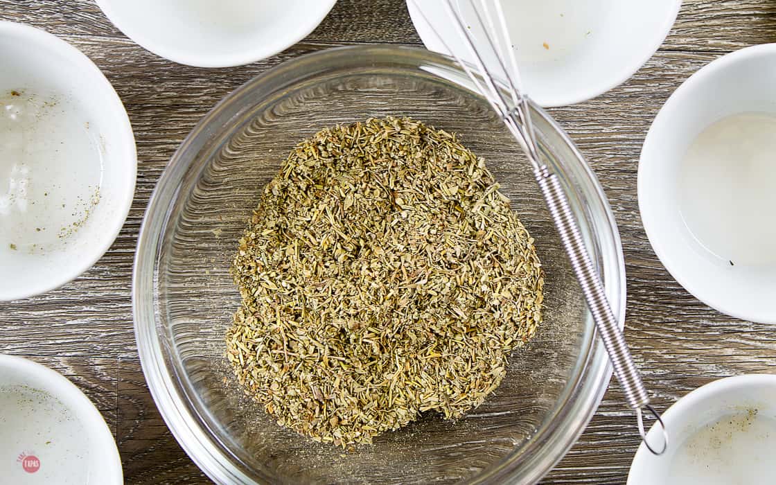 overhead pictures of poultry seasoning before grinding