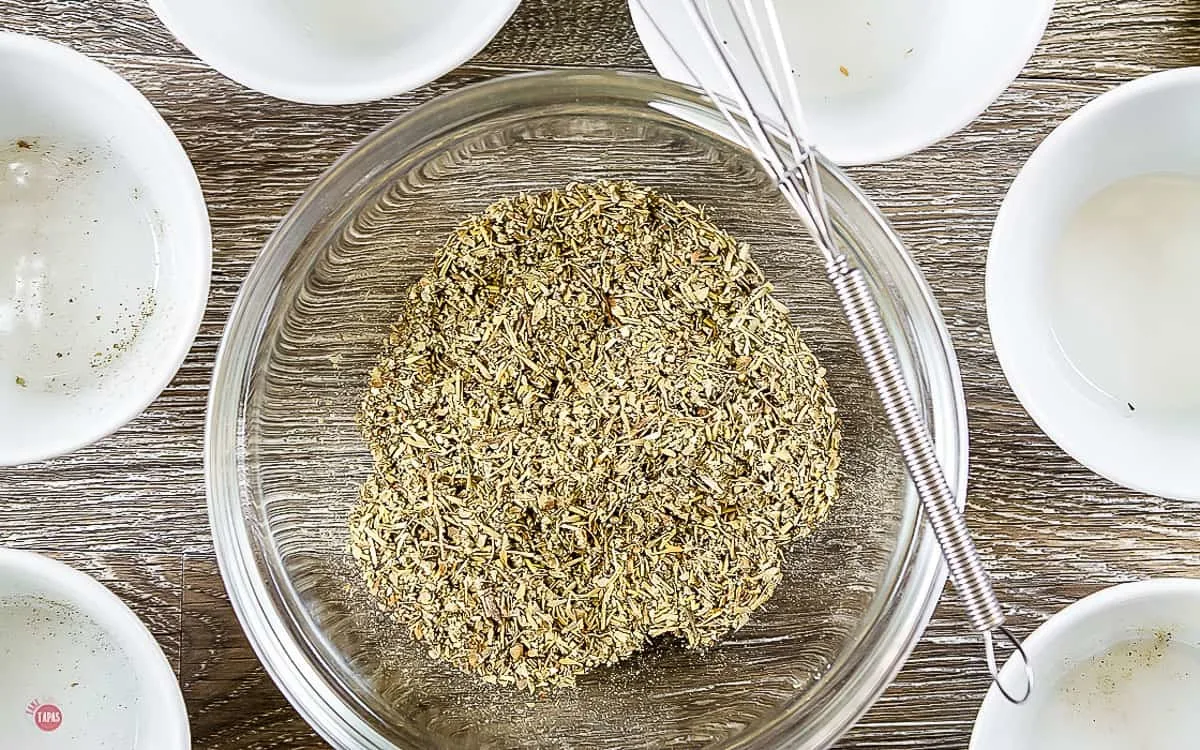 overhead pictures of poultry seasoning before grinding