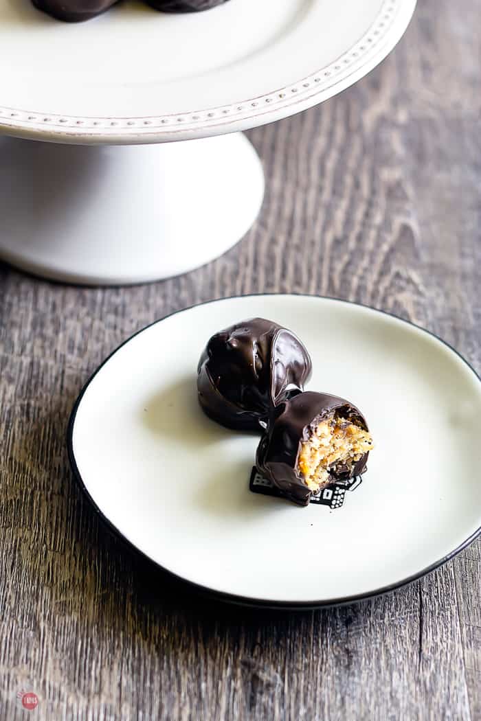 cracker toffee truffles on a white plate