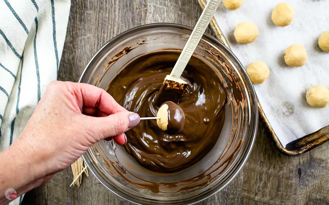 dip ball into chocolate