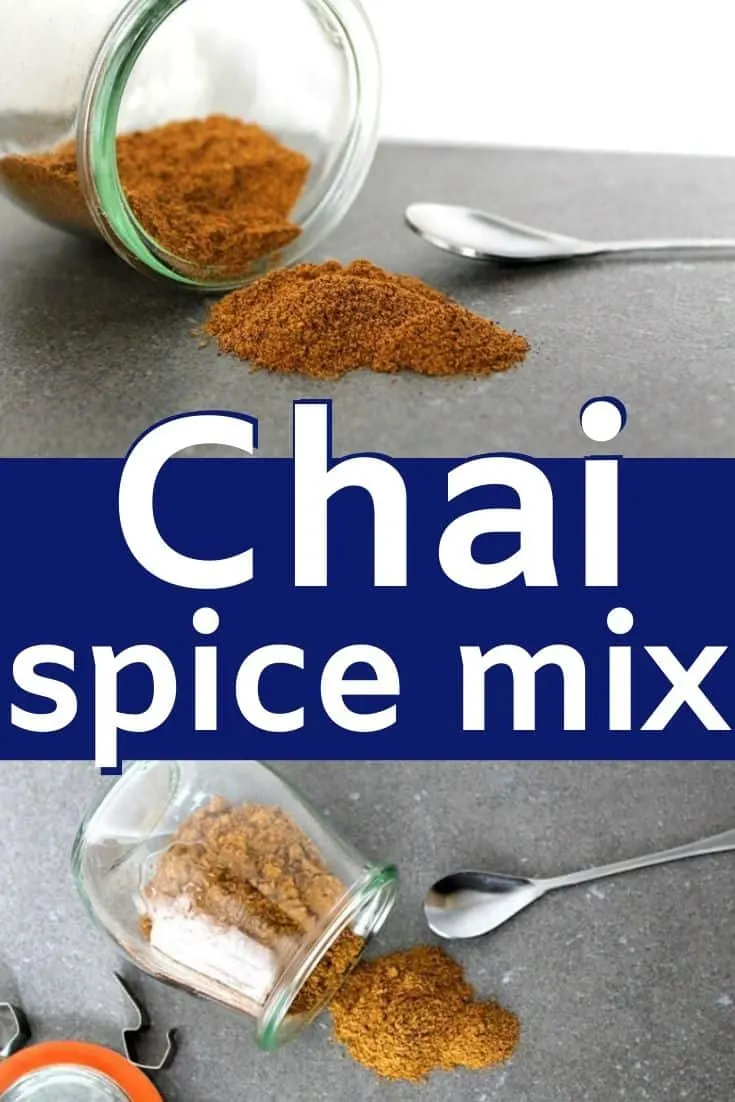 Pinterest image with text "chai spice mix"