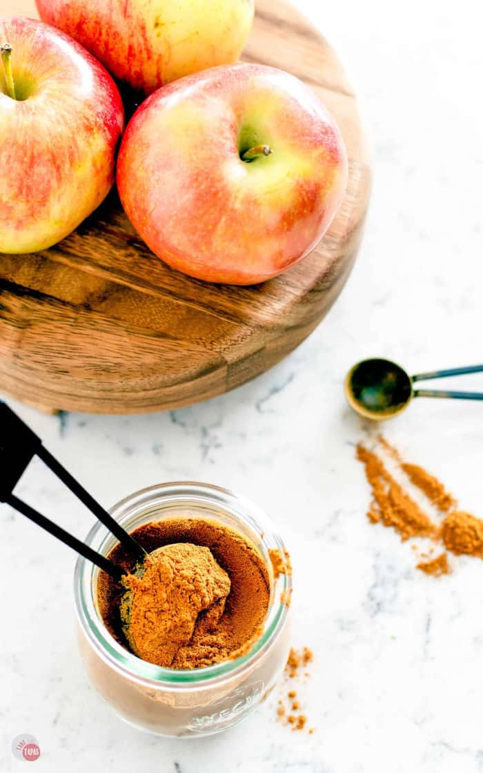 apple spice and a tray of apples