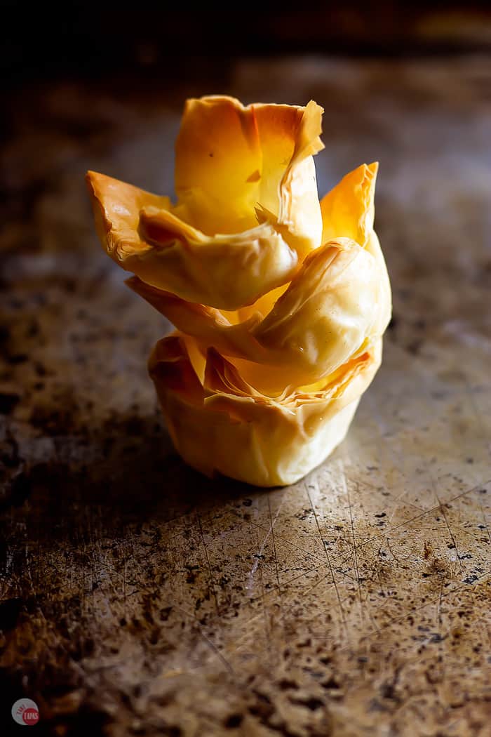stack of three phyllo cups