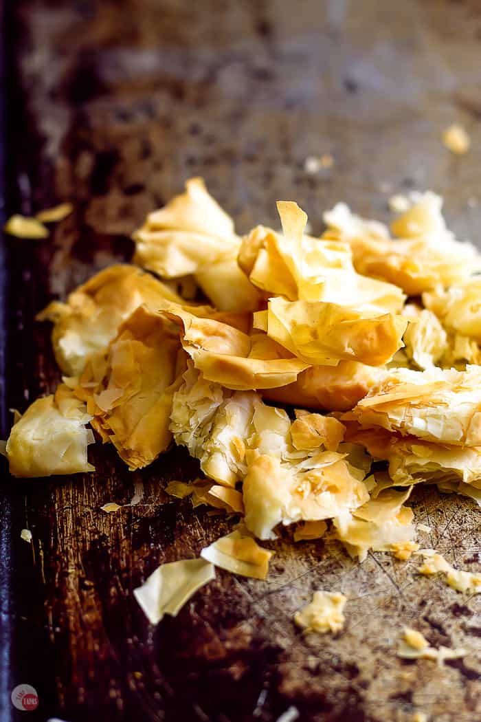 baked filo dough flakes