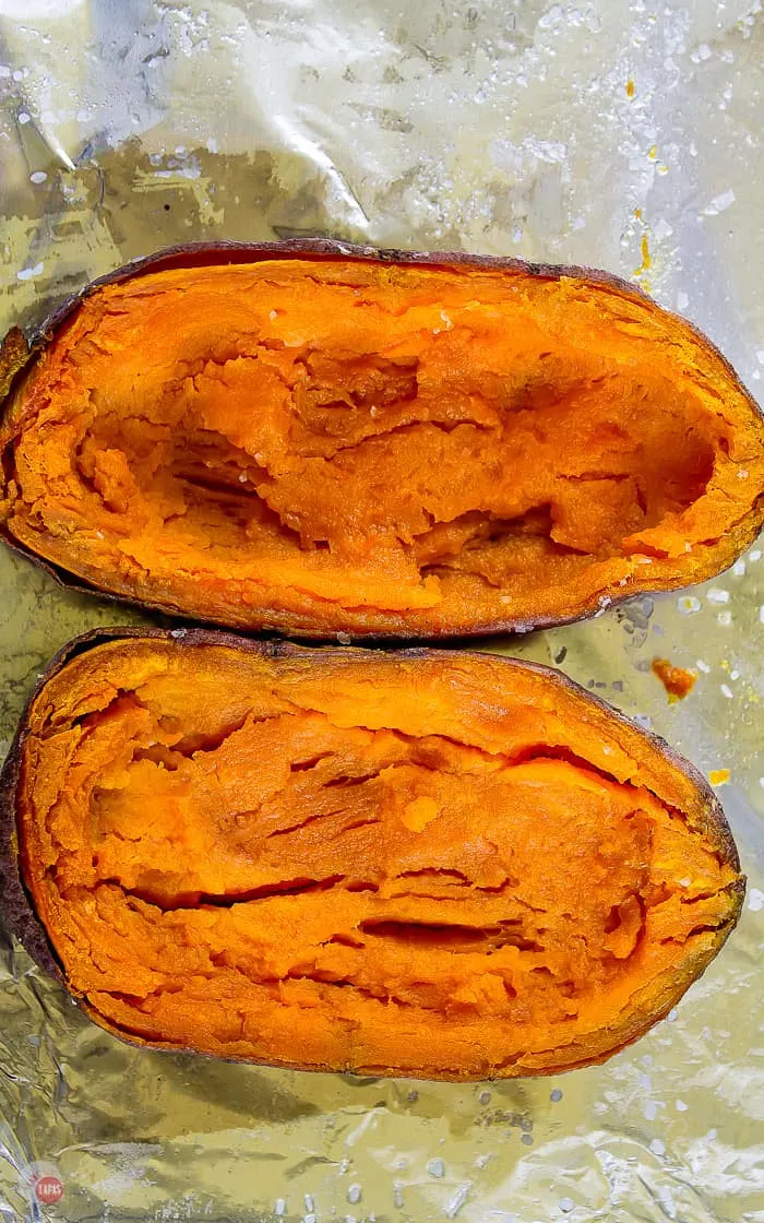 sweet potato skins on baking sheet