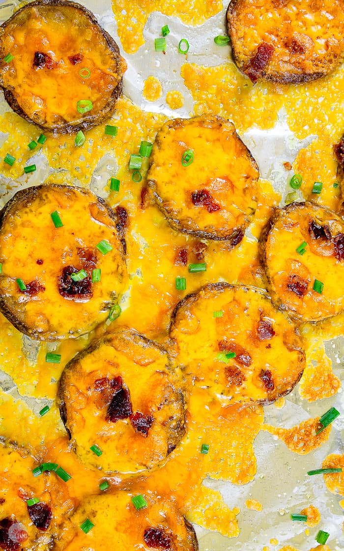 sliced potatoes are loaded potato skins