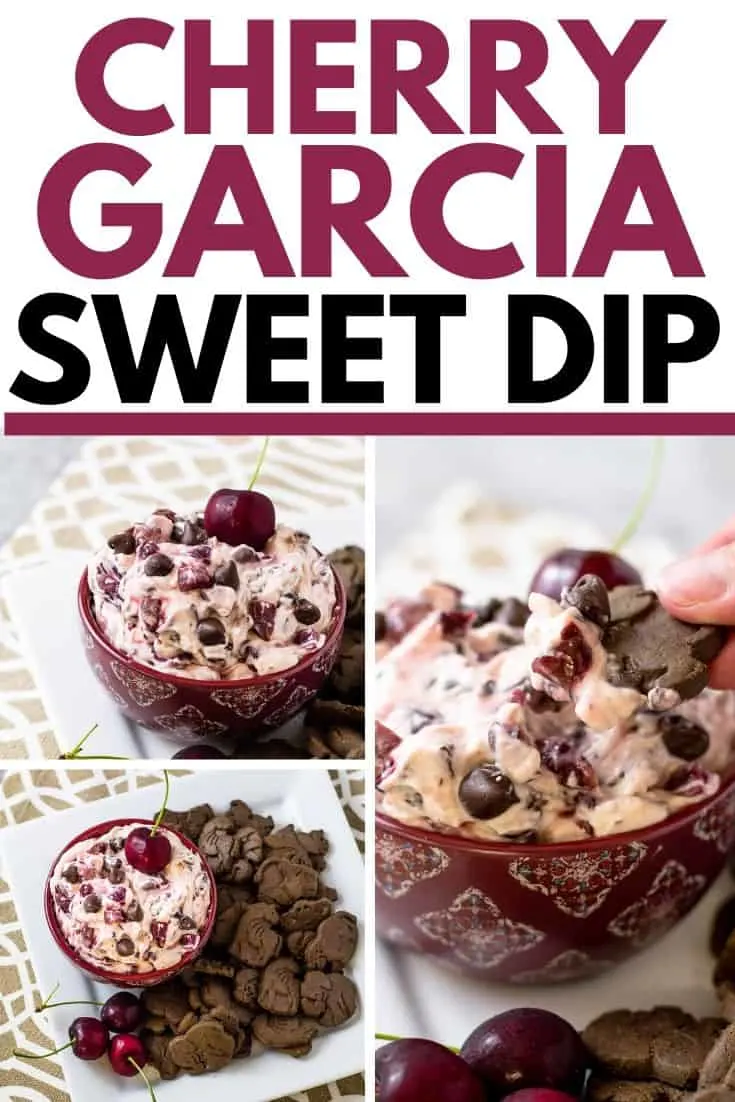 pinterest collage for cherry garcia dip