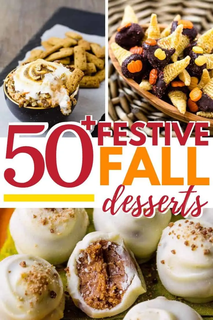 collage of fall desserts