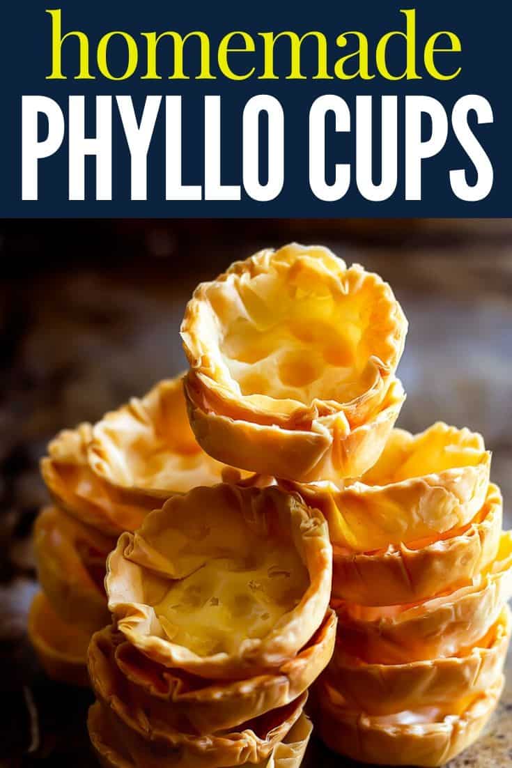 stacks of phyllo cups with text "homemade phyllo cups"