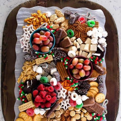 overhead view of dessert platter for holidays