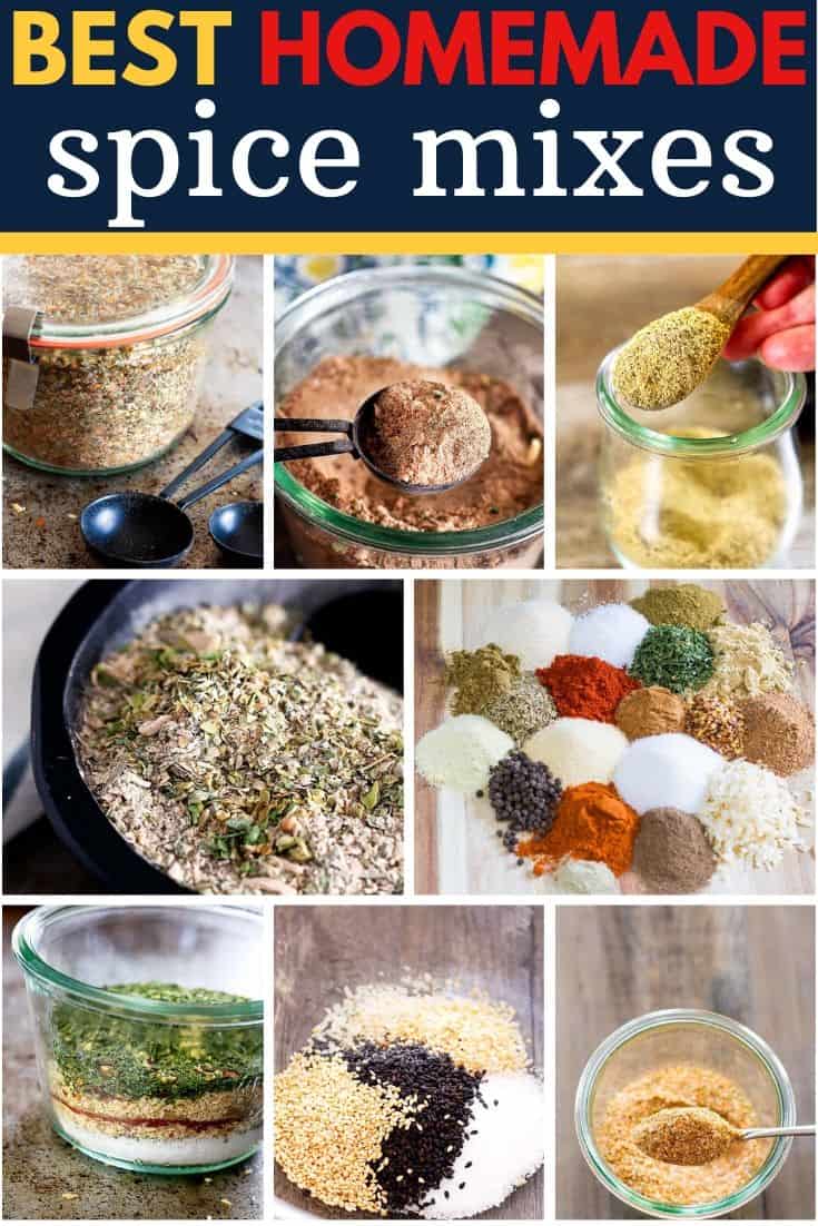 collage of spice mixes with the text "Best Homemade Spice Mixes"