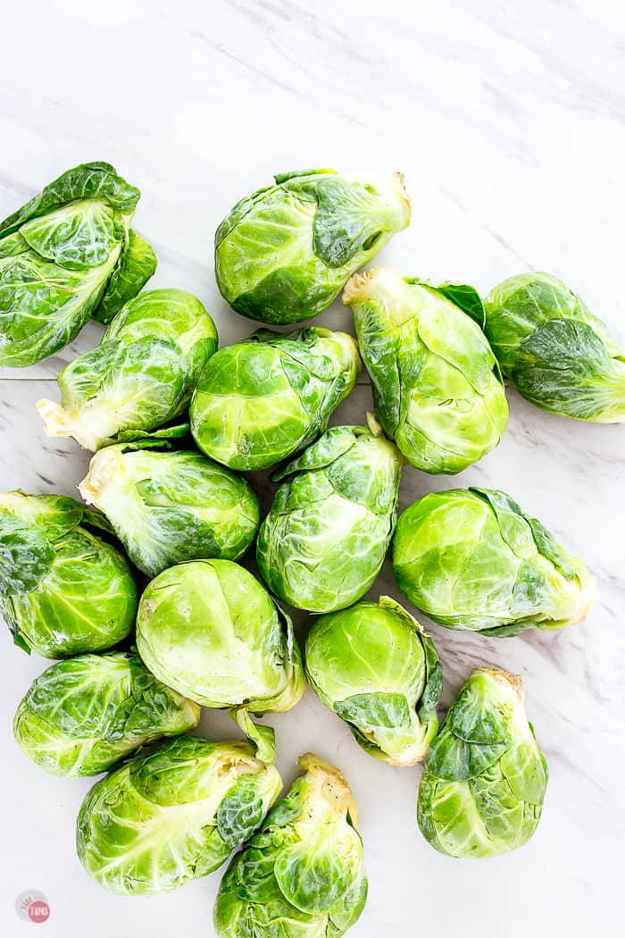 Brussels sprouts on a countertop