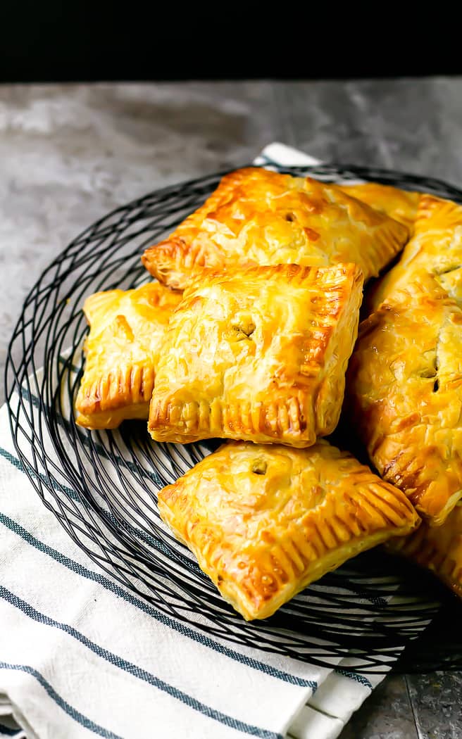 wire basket with hand pies