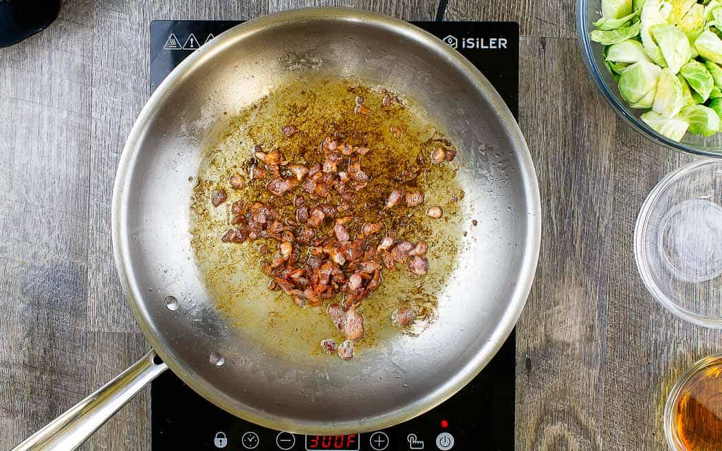 rendered bacon in pan