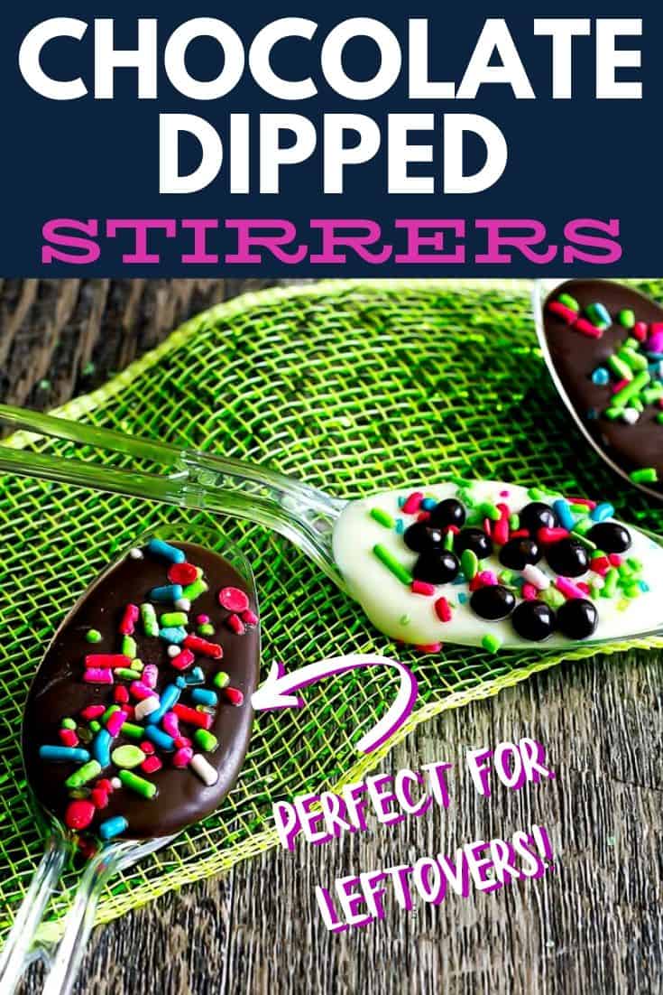 chocolate spoons on green ribbon with text " chocolate spoons"