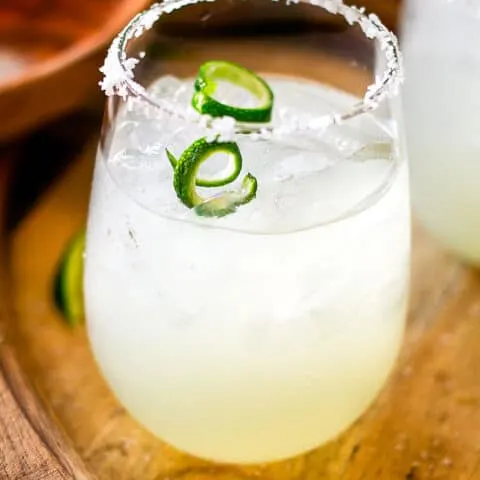 3-ingredient limeade margarita in a salt rimmed glass