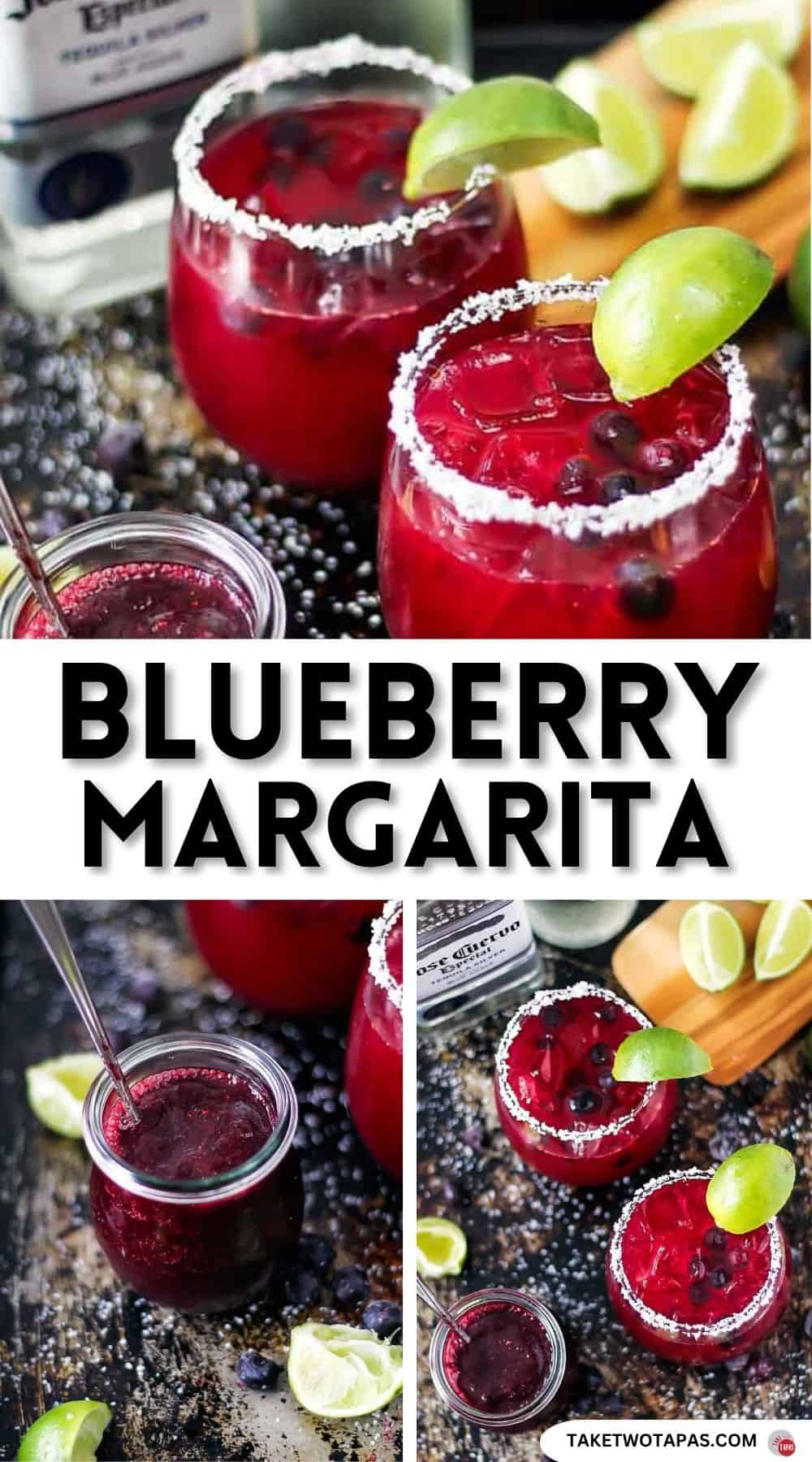 pinterest pin image for blueberry margarita