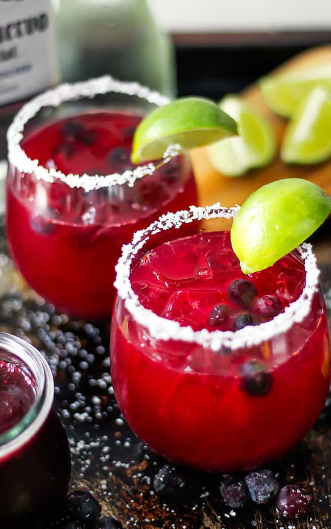 close up of blueberry margarita